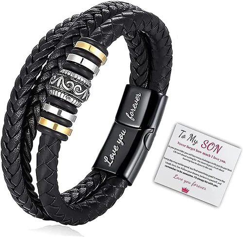 Son/Grandson Bracelet "Love You Forever" | Braided Leather Bracelet