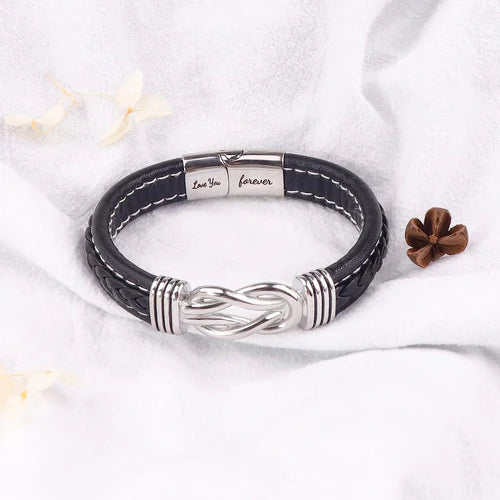 To My Son/Grandson Bracelet "Forever Linked Together" | Braided Leather Bracelet