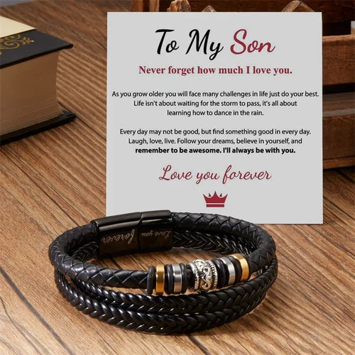 Son/Grandson Bracelet "Love You Forever" | Braided Leather Bracelet