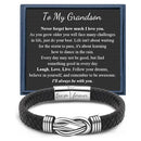 To My Son/Grandson Bracelet "Forever Linked Together" | Braided Leather Bracelet