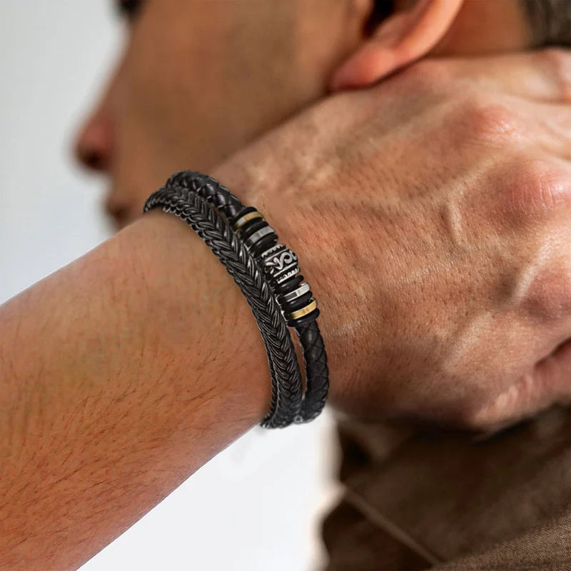 Son/Grandson Bracelet "Love You Forever" | Braided Leather Bracelet